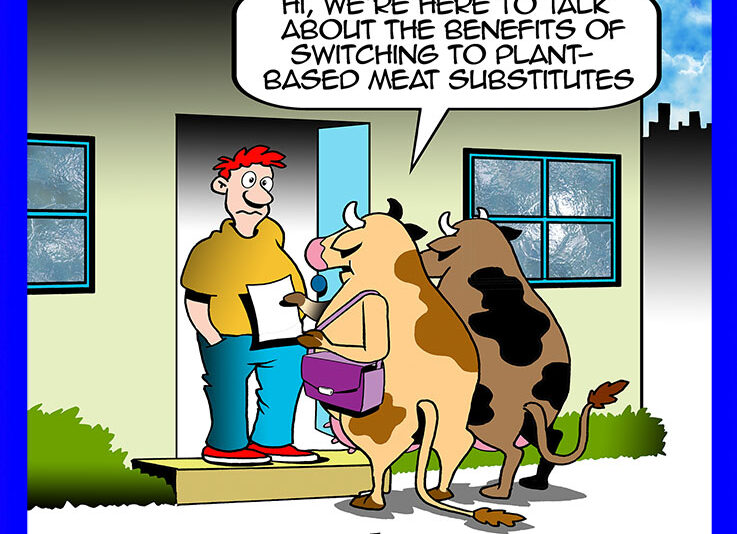 Plant based meat substitutes cartoon