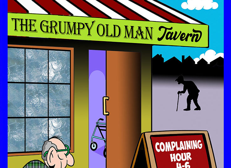 Grumpy old man cartoon