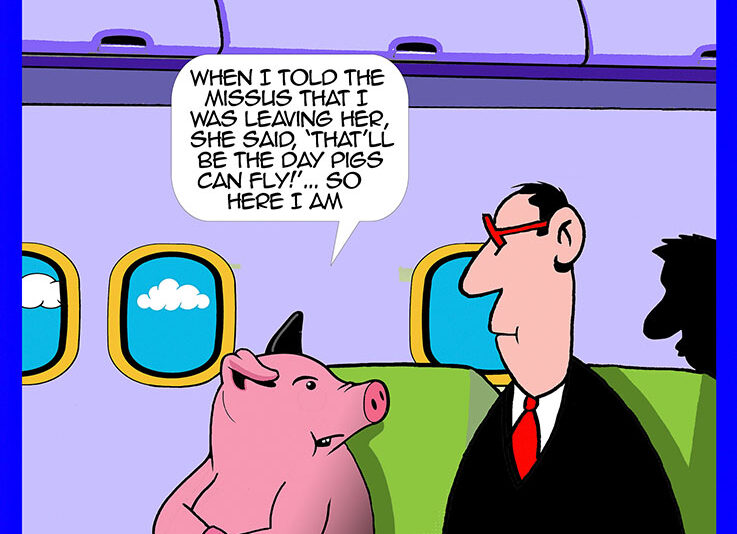 Flying pig cartoon