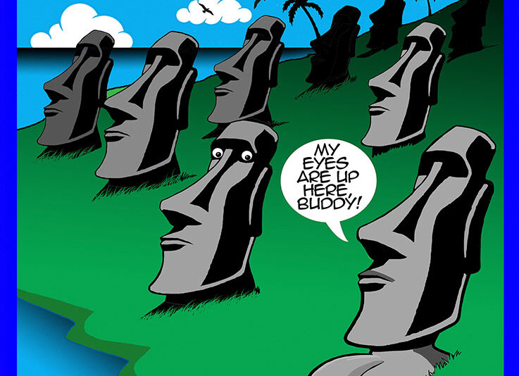 Easter island cartoon