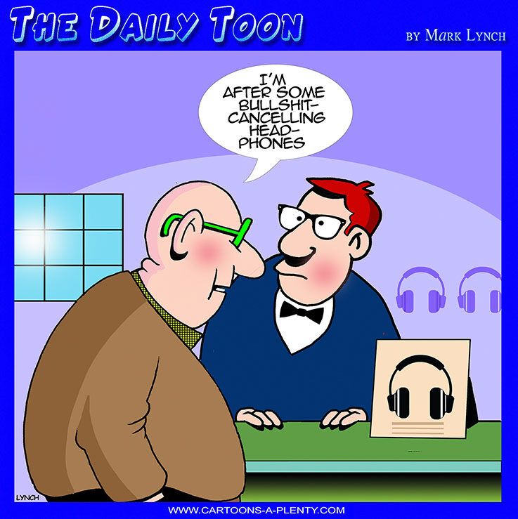 Noise cancelling headphones cartoon