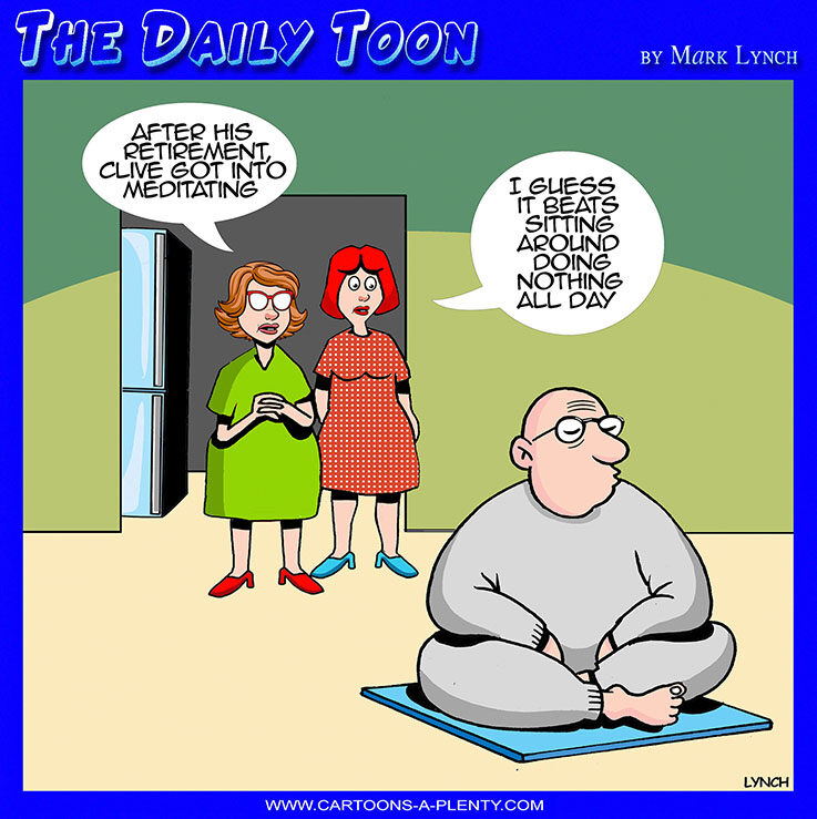 Meditating cartoon