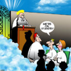 Couple at the pearly gates cartoon