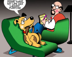 Dog on psychiatrist couch cartoon