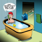 Man in bath cartoon