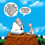 Guru on a mountain cartoon