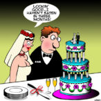 Cutting the cake cartoon