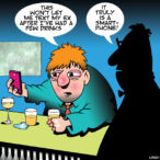 Texting cartoon
