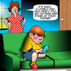 Stare at phone cartoon