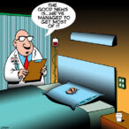 Doctor and patient cartoon