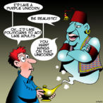 Genie in a lamp cartoon
