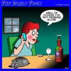 Woman drinking wine cartoon