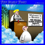 Stored in the cloud cartoon