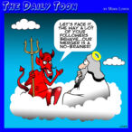Devil and God cartoon