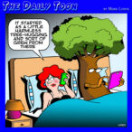 Tree hugging cartoon