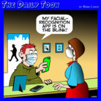 Facial recognition app, cartoon