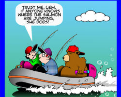 Bear fishing cartoon