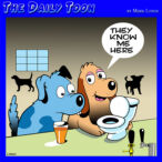 Dog drinking from toilet cartoon