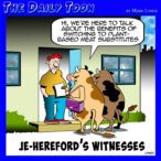 Plant based meat substitutes cartoon