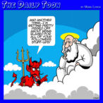 God and devil cartoon
