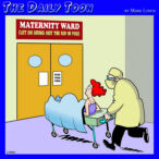 Giving birth cartoon