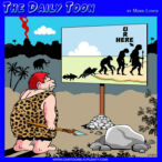 You are here, sign. Cartoon