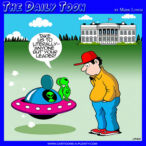 Take us to your leader cartoon
