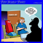Vacuum cleaner gathering dust, cartoon