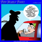 Driving and texting cartoon